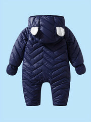 Baby Snowsuit Romper Plush Winter Jumpsuit 2pcs Set