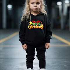 MERRY CHRISTMAS Print Hoodies Pants Set For Kids Spring Fall Sports Gift