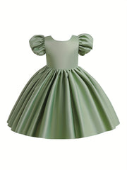 Flared Sleeves Puffy Gown Dress for Girls 1st Birthday Party