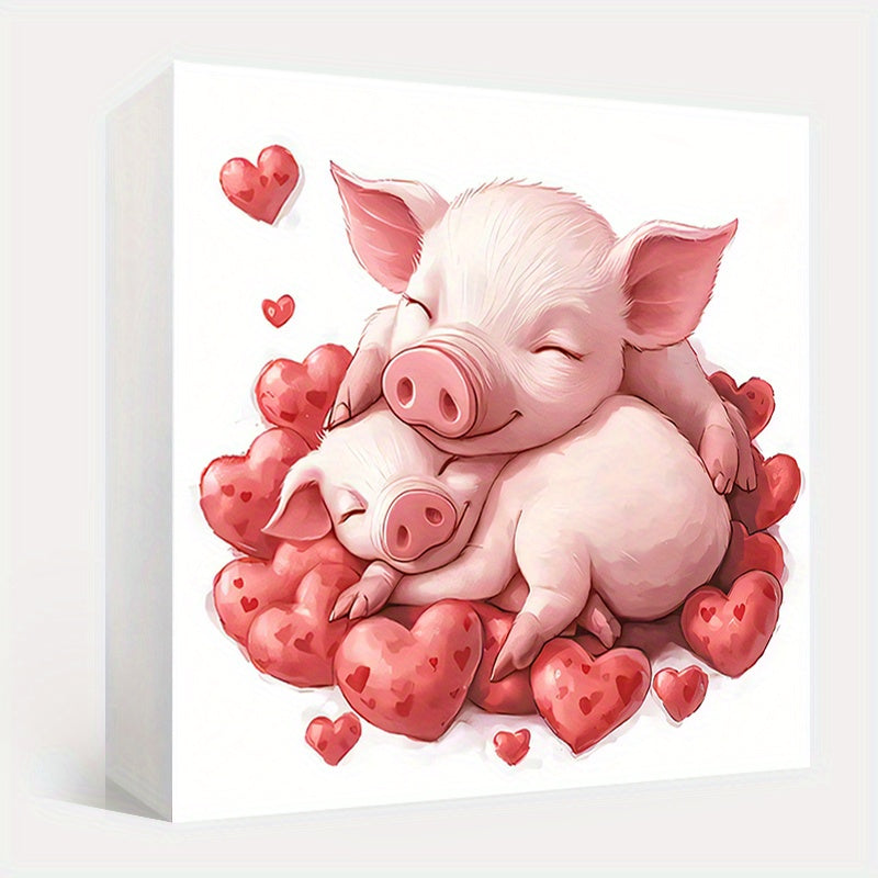 Romantic Pig Couple Love Themed Decor for Valentine Anniversary Bedroom Wedding