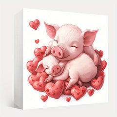 Romantic Pig Couple Love Themed Decor for Valentine Anniversary Bedroom Wedding