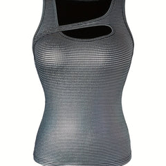 Asymmetrical Slim Top Casual Solid Sleeveless Top