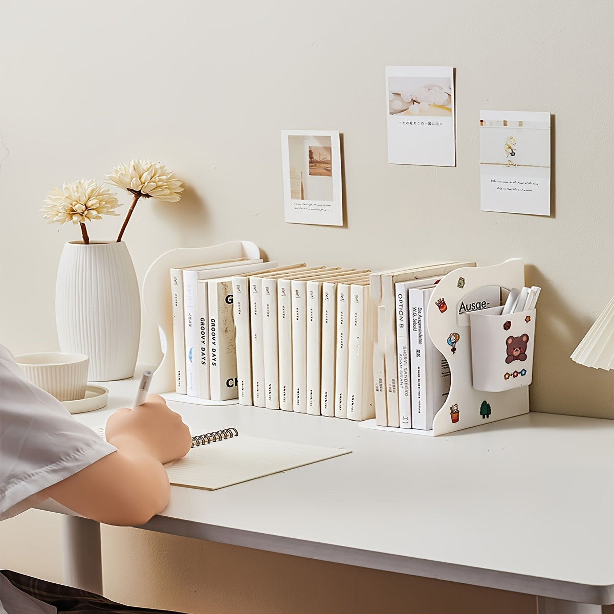 Retractable Book Stand with Pen Holder & Clip