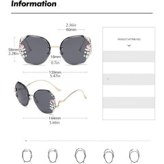 Ombre Lens Sunglasses Rhinestone Decor Oversized Rimless Eyewear UV400