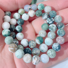 Jade Tree Bark Agate Bracelet Indian Chalcedony Water Grass Loose Bead