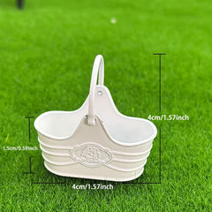 2pcs 1:12 Dollhouse Metal Flower Bucket Basket with Shovel Fairy Garden Decor