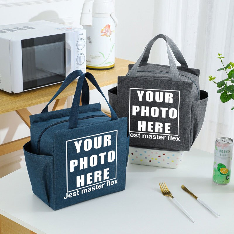 Photo Pattern Insulated Lunch Bag Thick Cooler Box Canvas Tote Food Storage Bag