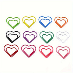 50pcs Heart Paper Clips Plastic Wrapped Colored Office Supplies