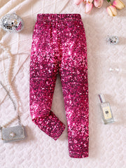 Girls Stylish Stretch Leggings with Cow Leopard Houndstooth Print
