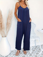 Solid Round Neck Wide Leg Jumpsuit