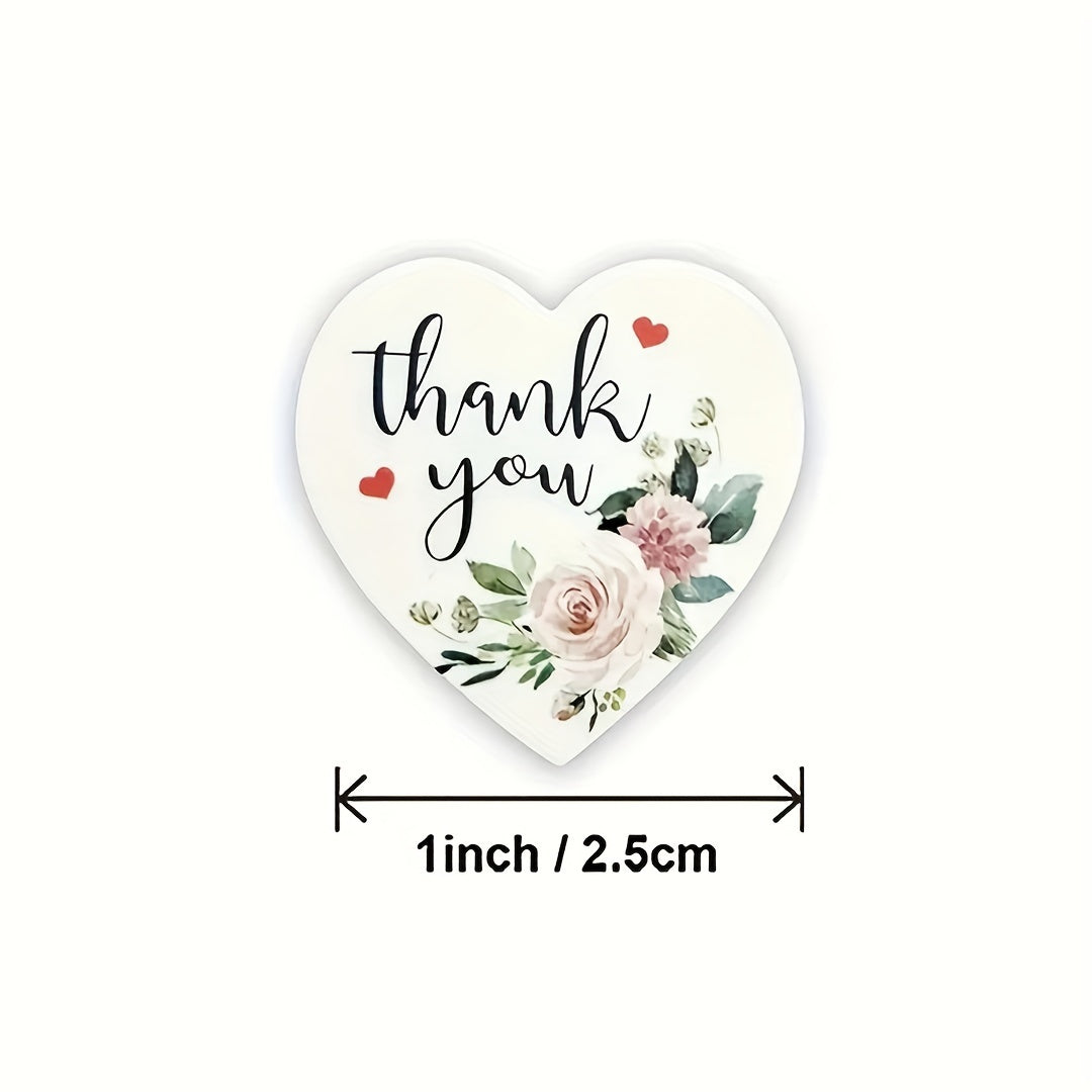 500pcs Heart Flower Stamp Thank You Sticker Paper Wedding Party Stationery