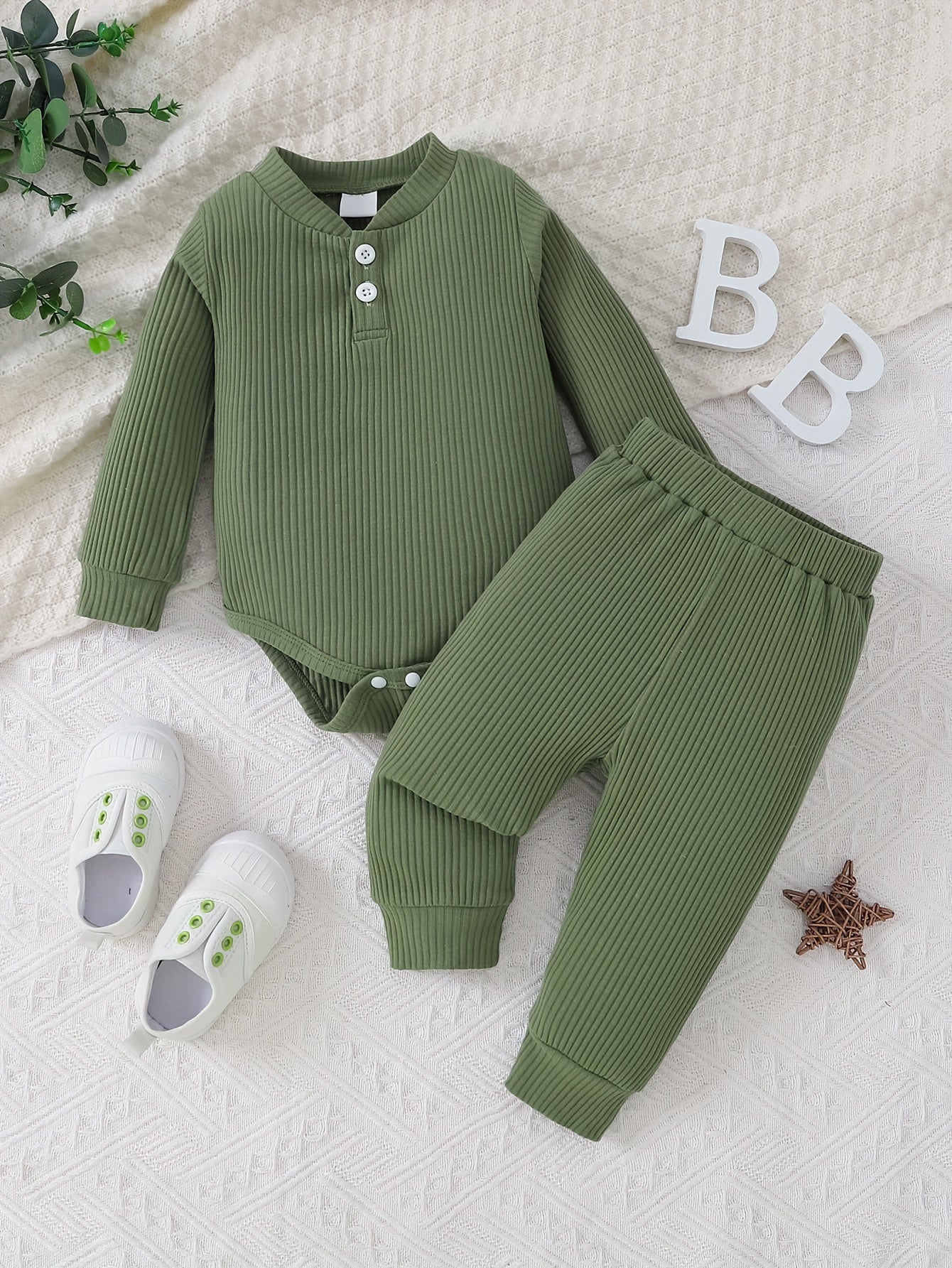 Infant Baby 2pcs Suit Long Sleeve Romper Pants Boys Girls Fall Winter Outfit