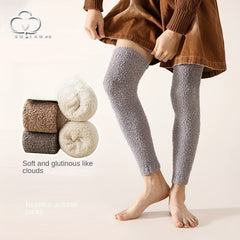 Men's Fleece Long Tube Socks Winter Warm Leg Protection Velvet Knee Pads