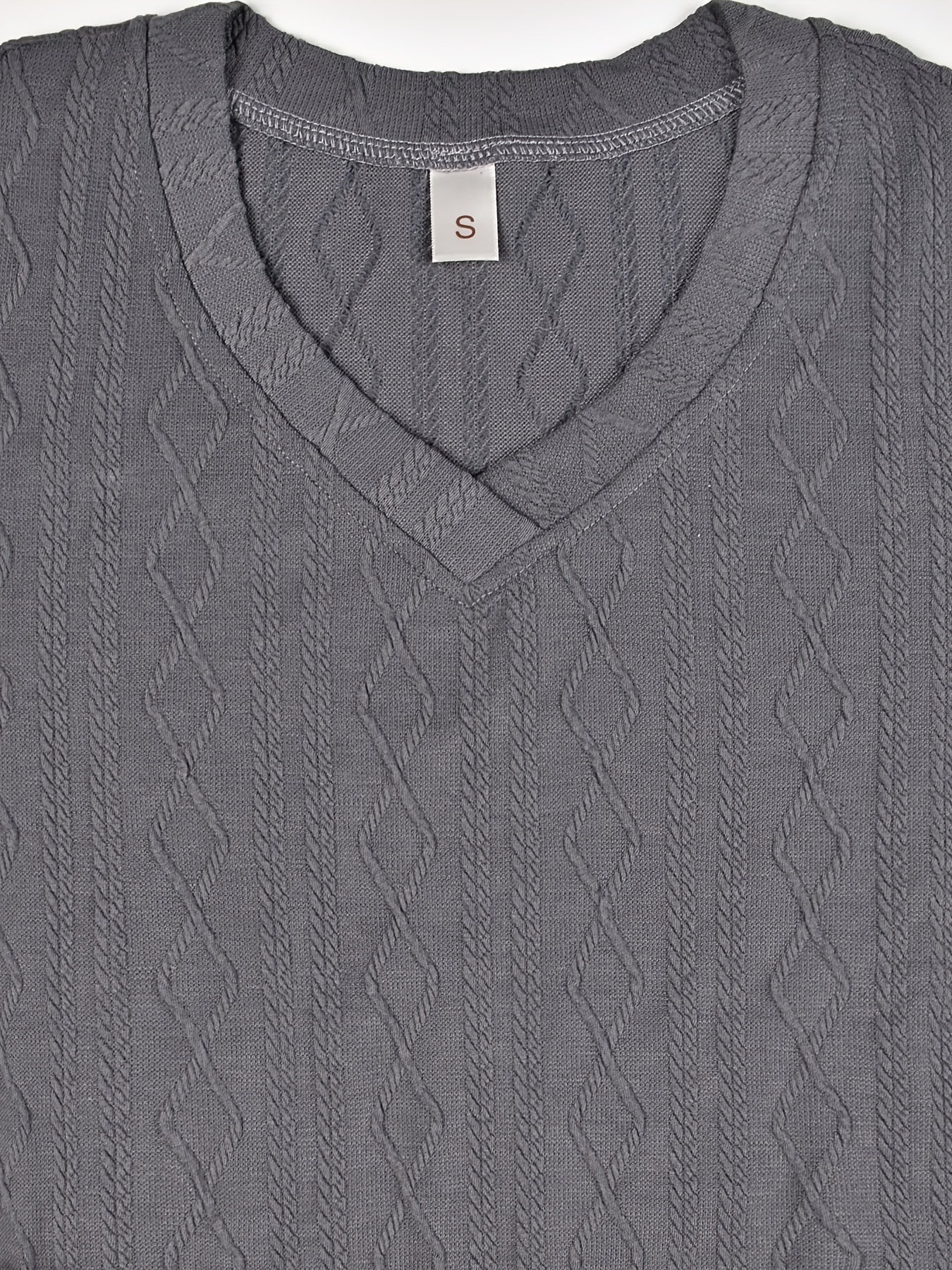 Argyle Textured Lounge Dress V Neck Side Split Women's Loungewear