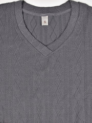 Argyle Textured Lounge Dress V Neck Side Split Women's Loungewear
