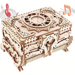 3D Wooden Puzzle Music Box Kit Antique Jewel Box DIY Home Decoration