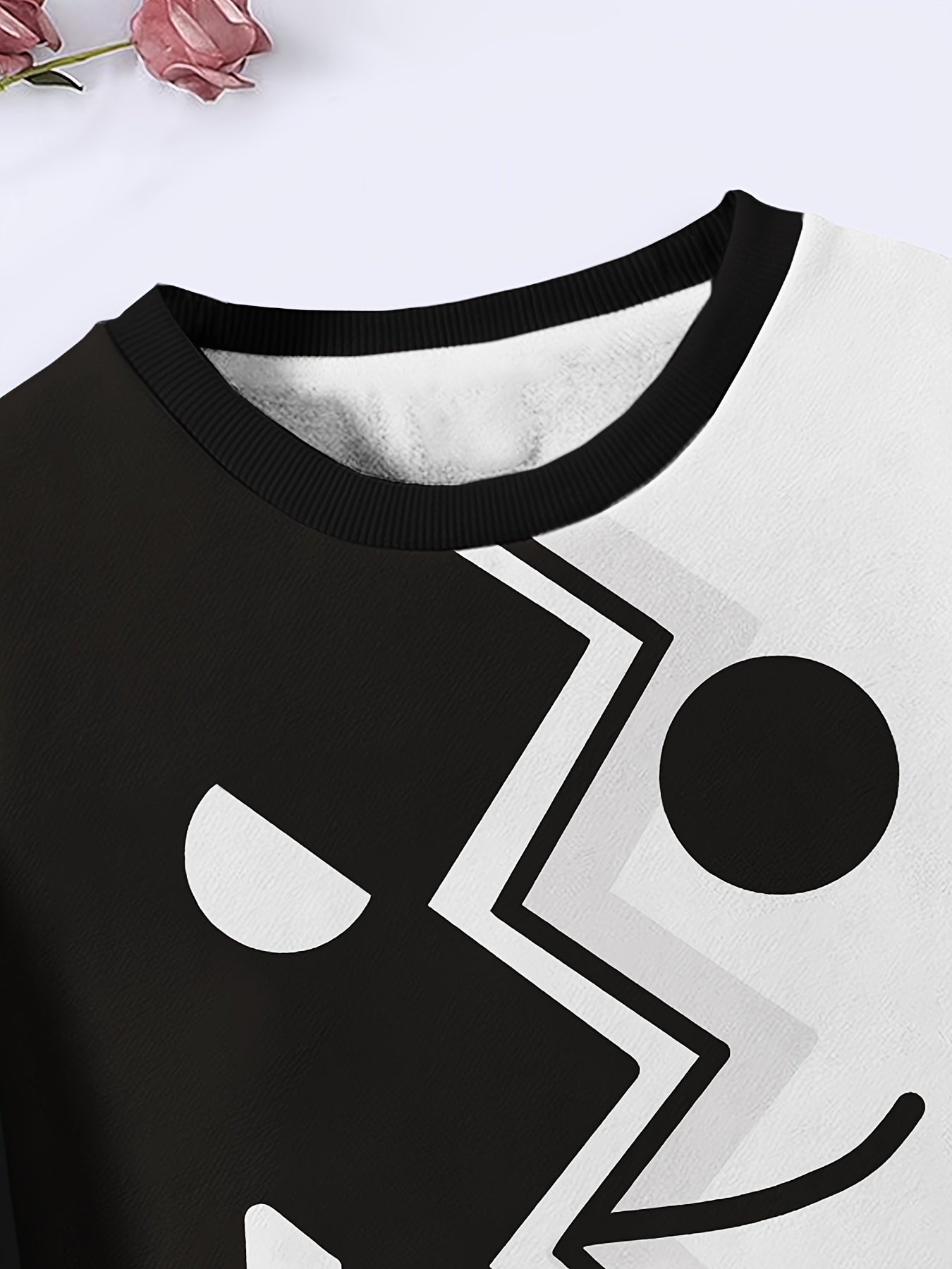 Splicing Face Pattern Crew Neck Sweatshirt for Girls Boys