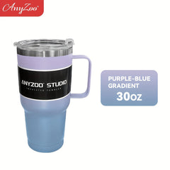 Anyzoo 30oz Water Cup With Lid & Straw Stainless Steel Insulated BPA-Free
