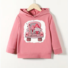 Christmas Truck Print Hooded Sweatshirt Top for Girls