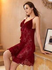 Sexy Lace Mini Babydoll Chemise Nightdress