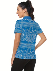 Women's Paisley Graphic Golf Shirt Short Sleeve Polo Boho Style