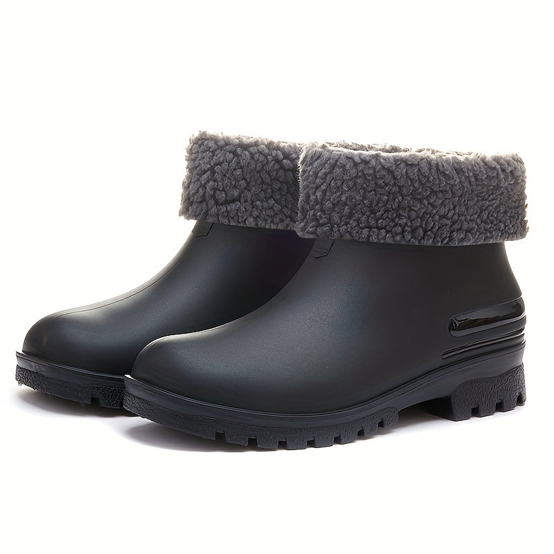 Winter Warm Short Boots Waterproof Shoes Slip On Rubber