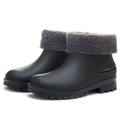 Winter Warm Short Boots Waterproof Shoes Slip On Rubber
