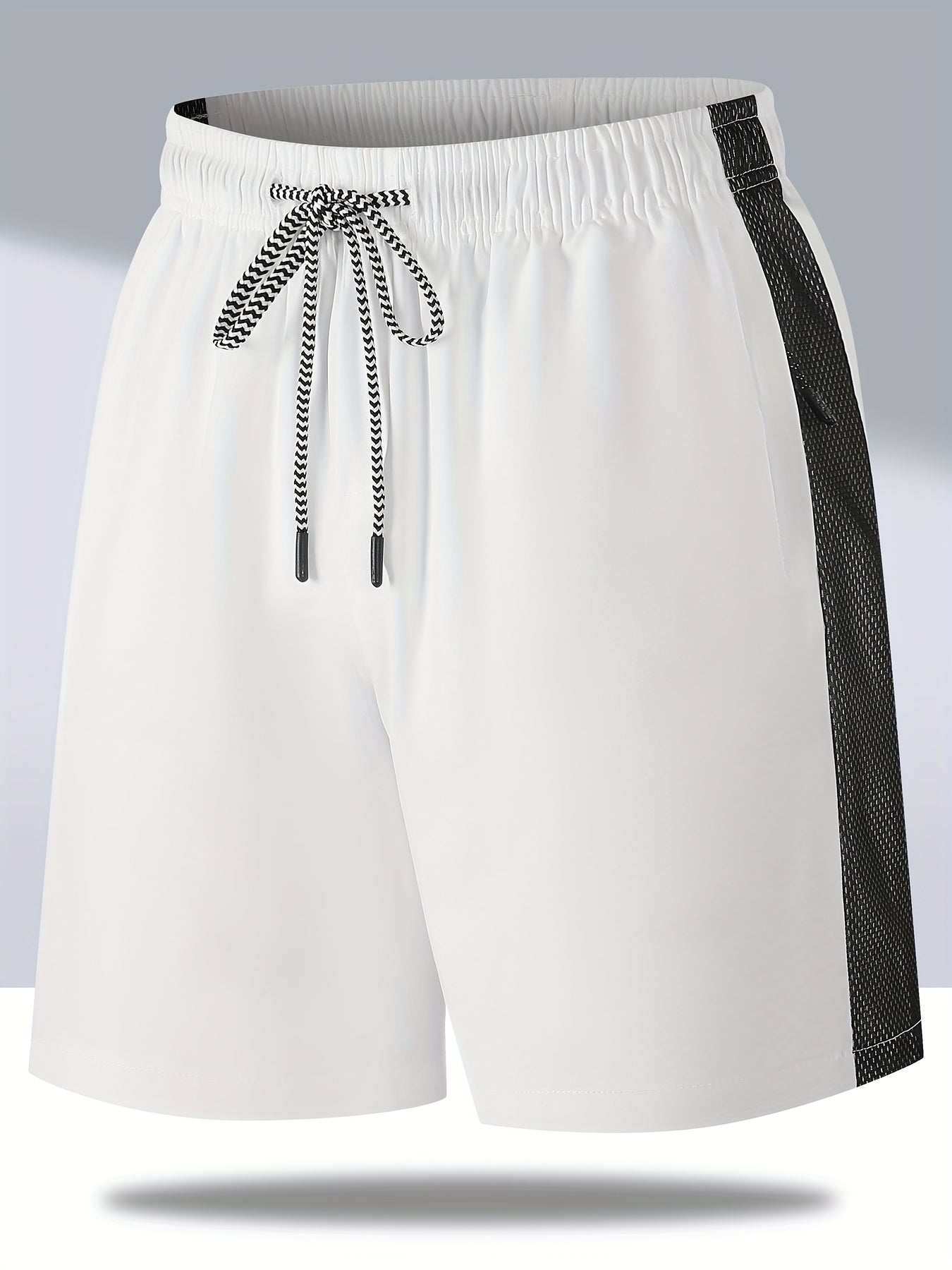 Men's Side Patchwork Loose Shorts Drawstring Sport Shorts for Gym Fitness