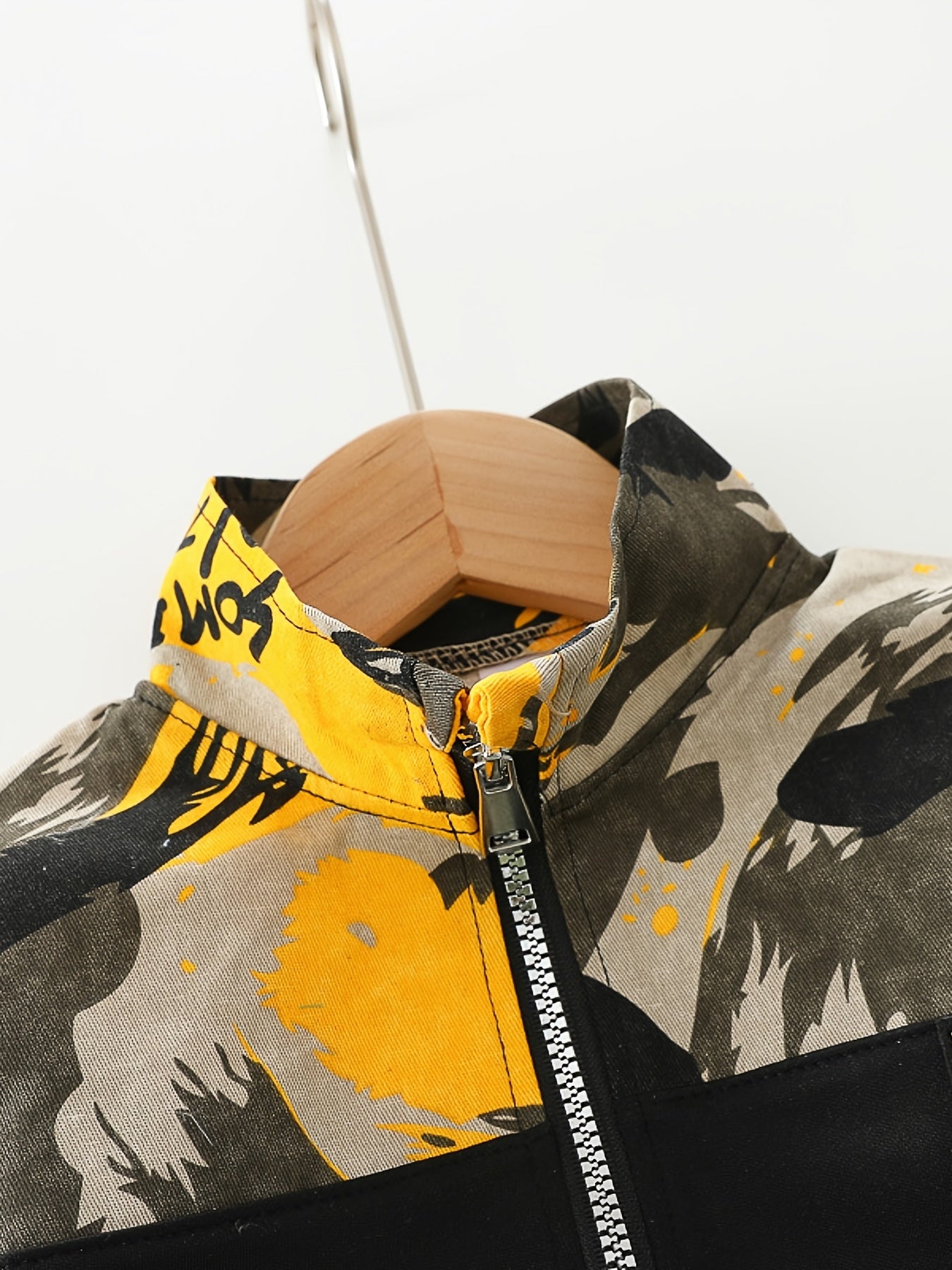 Boys Block Camouflage Windbreaker Jacket Long Sleeve Zip Up Jacket
