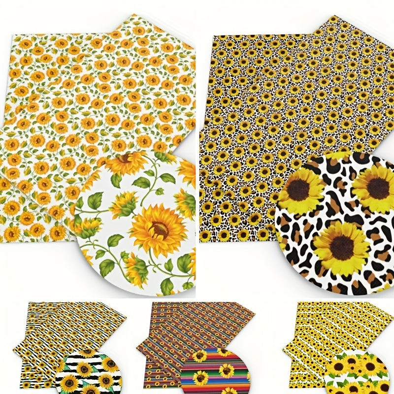 5pcs Sunflower Printed Fabric For Patchwork Sewing Quilting