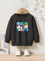 Cartoon Pattern Long Sleeve Pullover Girls Sweatshirt