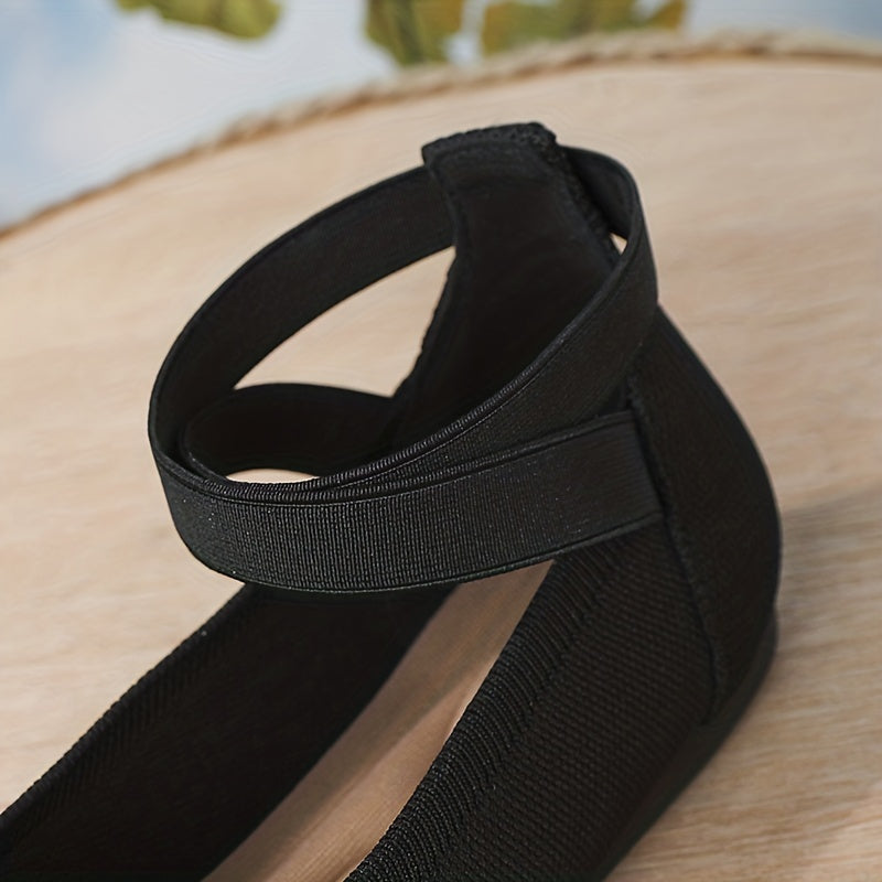 Women's Elastic Strap Ballet Flats Soft Sole Cross Strap Shoes