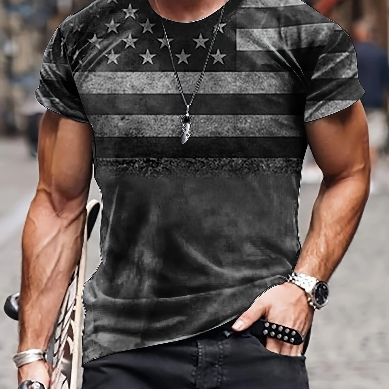 Casual Street Style Round Neck Tee Shirt for Summer
