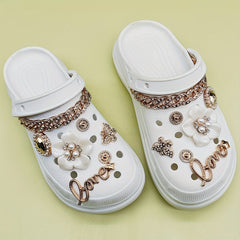Pearl Camellia Rhinestone Chain Shoe Accessories
