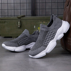 Men's Striped Knitted Slip On Sock Shoes