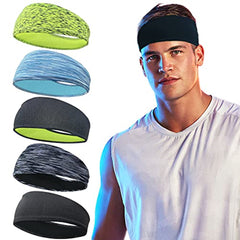 5pcs Men's Sports Headbands Breathable Mesh Reusable Washable Sweat Bands