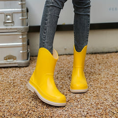 Women's Solid Non slip Rain Boots Comfort Waterproof Short Rain Boots
