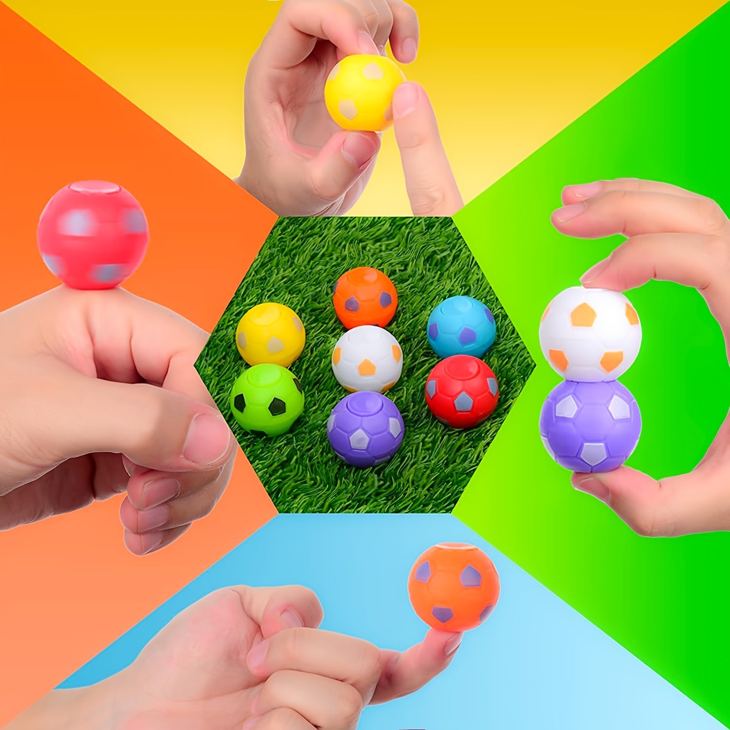 Colorful Mini Football Spinning Ball - Pack of 30