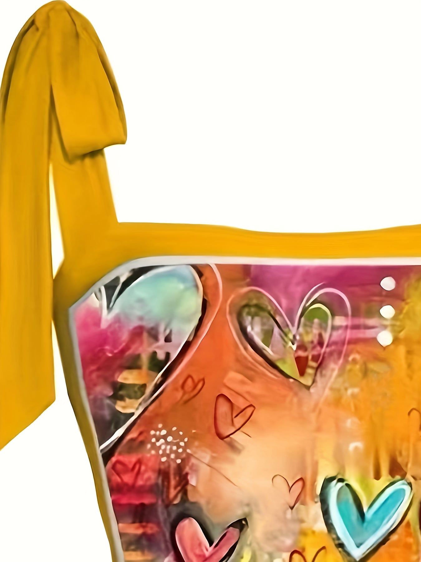 Graffiti Heart Print Tie Shoulder One Piece Bathing Suit with Sarong Cover Up
