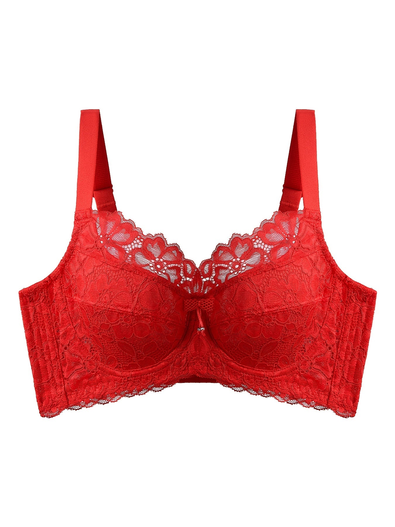 Women's Lace Bow Full Cup Bra Breathable Comfortable Solid Bras