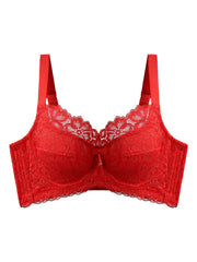 Women's Lace Bow Full Cup Bra Breathable Comfortable Solid Bras