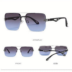 Men's Rimless Sunglasses Vintage Square Frame With Glasses Box