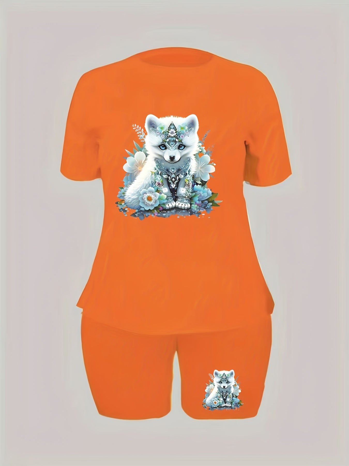 Floral Dog Print Tee & Shorts Set