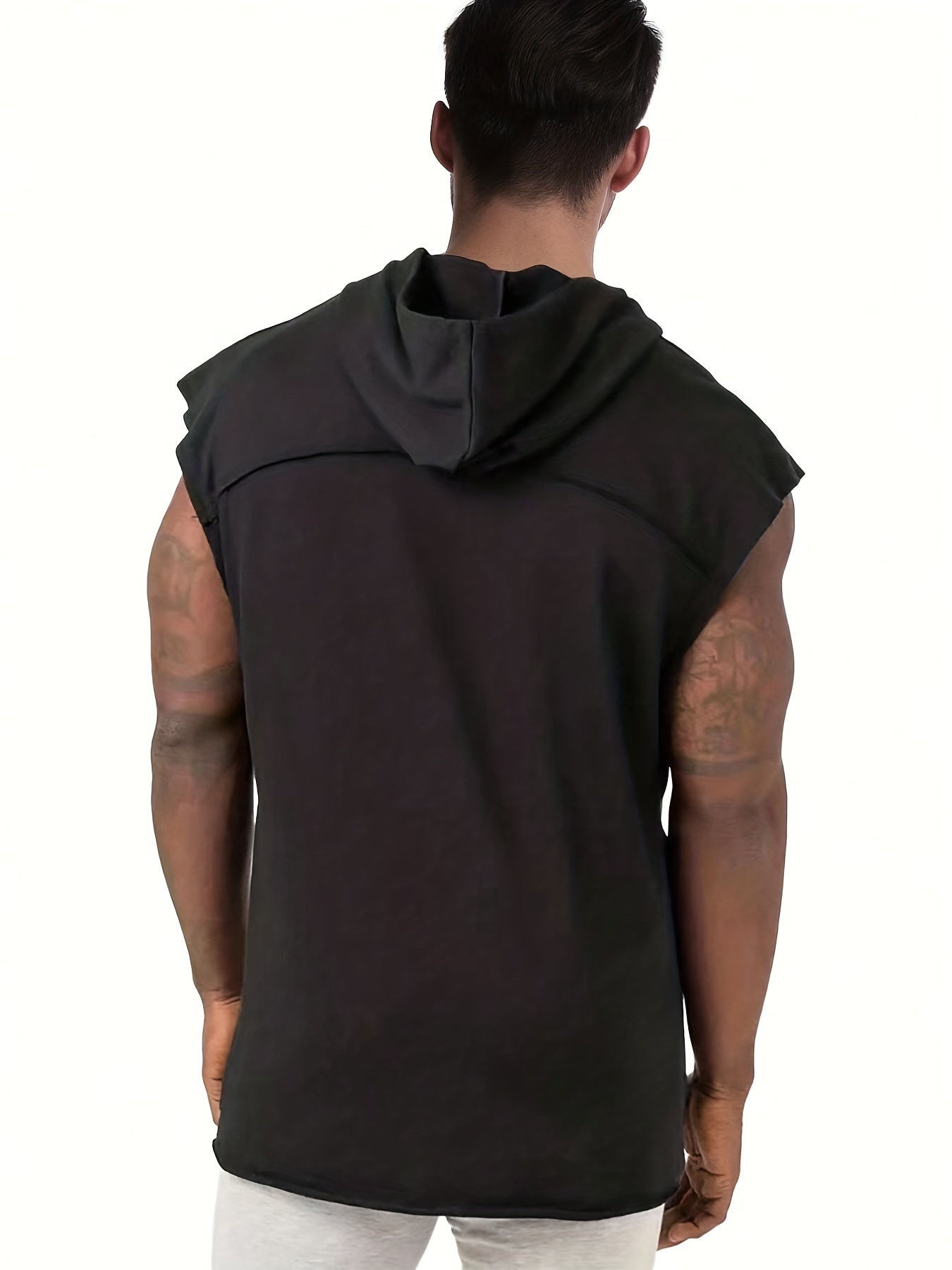 Men's Sleeveless Hoodie Tank Top for Outdoor Workout