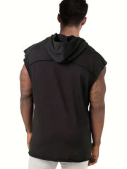 Men's Sleeveless Hoodie Tank Top for Outdoor Workout