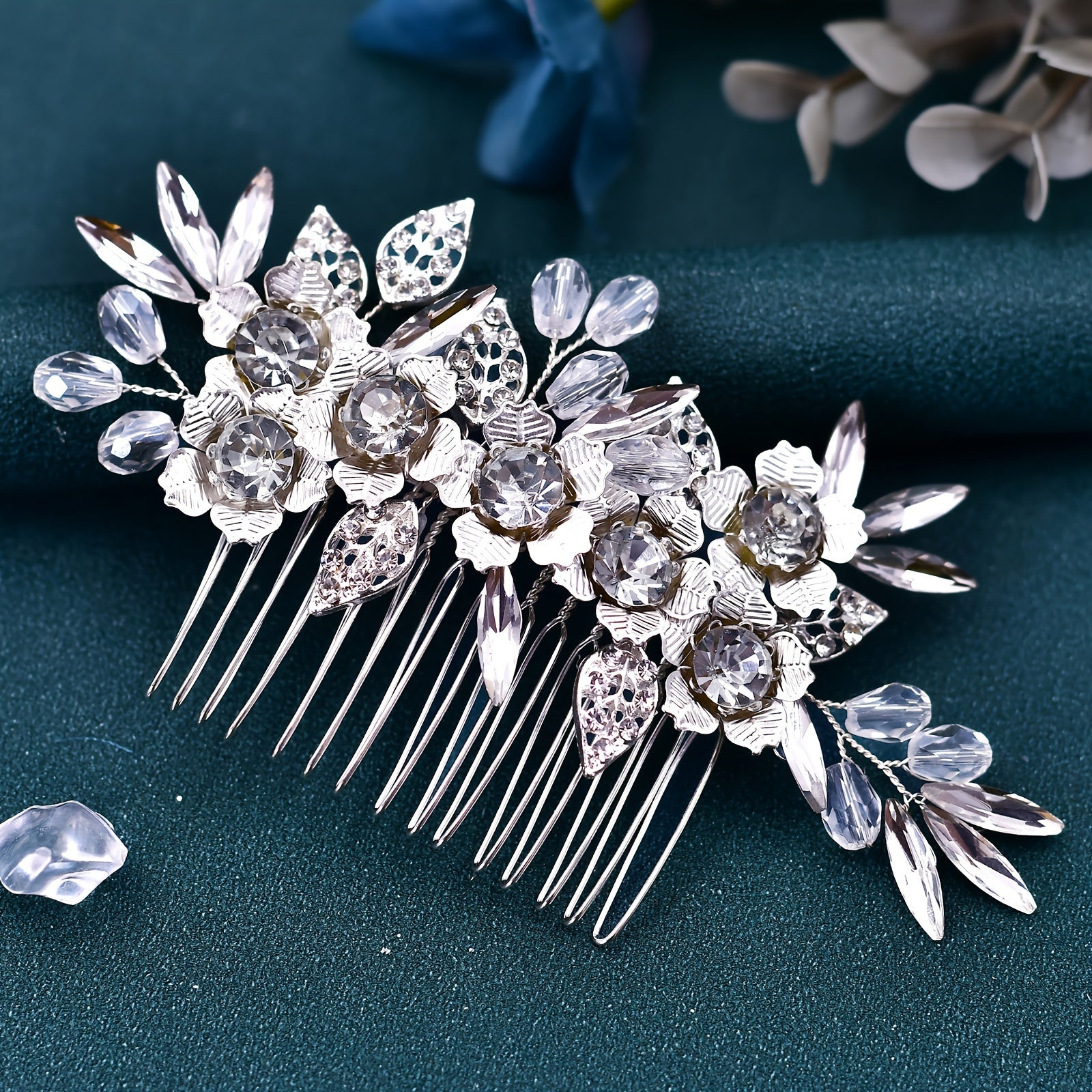Rhinestone Bridal Side Comb Handwoven Crystal Headdress