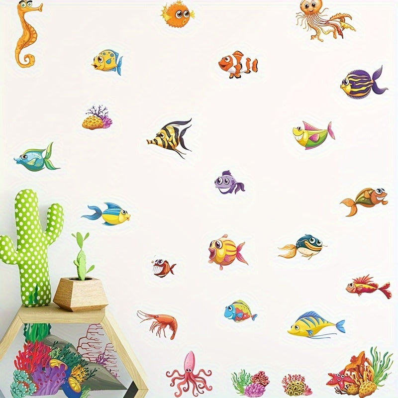 Cartoon Fish Group Glass Sticker Removable Waterproof Vinyl Sticker