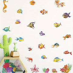 Cartoon Fish Group Glass Sticker Removable Waterproof Vinyl Sticker