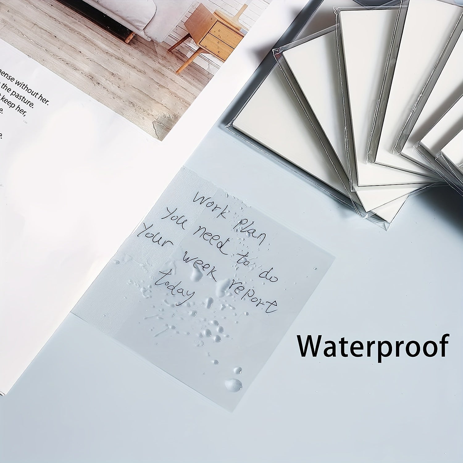 100pcs Transparent Sticky Notes Waterproof Self-adhesive Writable