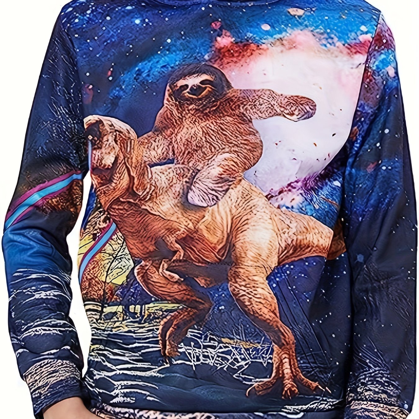 Funny Sloth And Dinosaur 3D Print Boys Hoodie